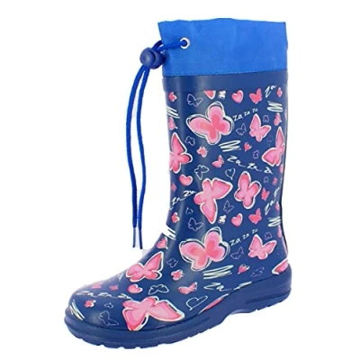 Image of Beck Girls Blue Summer Wellington rain boots