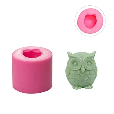 Image of WANDIC Silicone Casting Molds, 1 Pc 3D Owl Candle Mold, Cylinder Mold for Candles DIY Crafts Making