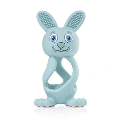 Image of Bobbie Bunny Baby Teether Toy Eucalyptus Green Twist &amp; Bounce Teething