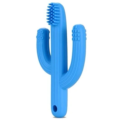 Image of Baby Teething Toothbrush Cactus Teethers for Toddlers Silicone a Colorful Babies In The Shape of Teether Toy Irreplaceable During (Blue)