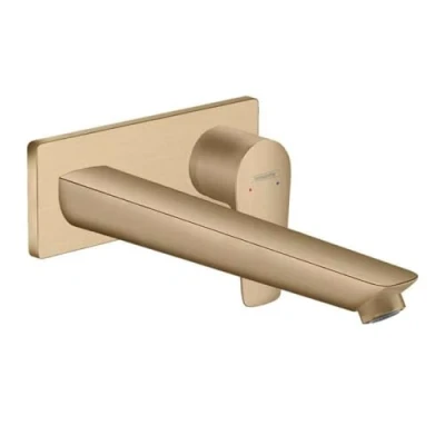 Image of hansgrohe Talis E Flush Mounted Tap with Spout Length 225 mm for Wall Mounting Brushed Bronze