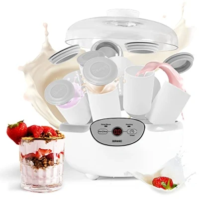 Image of Duronic Digital Yoghurt Maker YM2 Electric Making Machine with Eight 125ml Ceramic Pots Make Fresh Homemade Bio Active