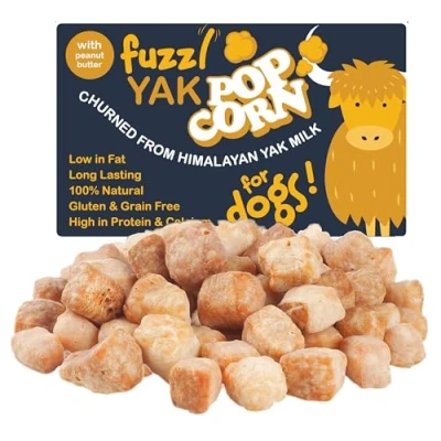 Image of Fuzzl Peanut Butter Natural Yak Chew Bites 120g Large Pack Premium Dog Treats and Himalayan Milk Long Lasting Training Chews for Dogs Healthy