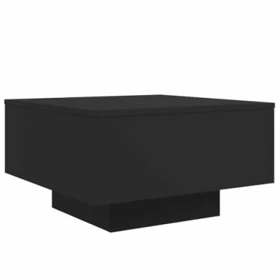 Image of vidaXL Modern Black Coffee Table Engineered Wood, Square Shape Perfect for Living Room or Office, Assembly Required