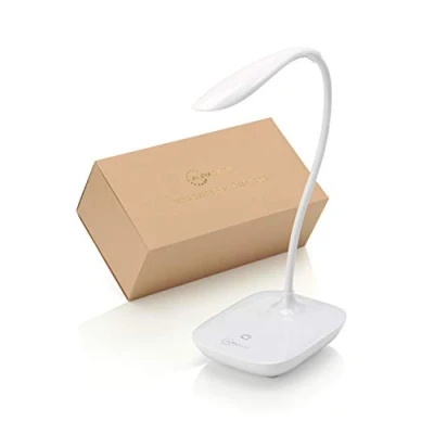 Image of Auraglow Wireless Rechargeable Flexible Adjustable Gooseneck LED Desk Lamp, Touch Control Dimmable Reading Light for Home, Office, Work and Study White 1 Pack