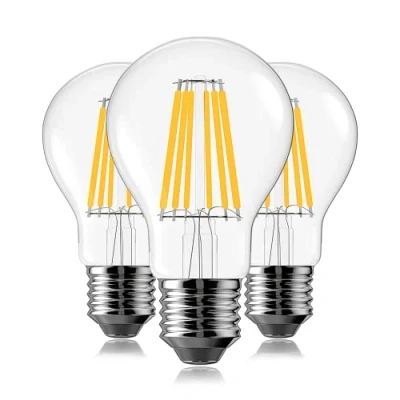Image of SAMJER E27 Filament LED Bulb, 7W (60W Equivalent), Clear Vintage ES Screw Bulbs, 2700K Warm White, 700 Lumen, Non Dimmable, Pack of 3
