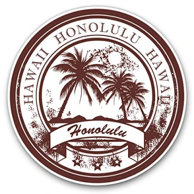 Image of Vinyl Stickers (Set of 2) 10cm Honolulu Hawaii Travel Stamp Decals for Laptops,Tablets,Luggage,Scrap Booking,Fridges, 112