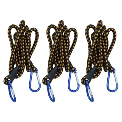 Image of Garden Mile Bungee Cord 3 x 72 Inch Heavy Duty with Strong Quick Release Carabiner Hook Elastic Rope Strap Black and Yellow Aluminium Maximum Strength (3, 72&quot;)
