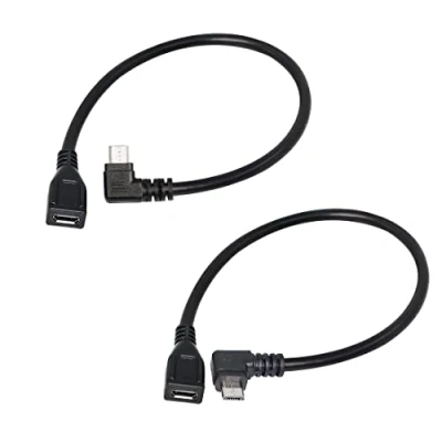 Image of RIIEYOCA 90 Degree Micro USB Extension Cable Left and Right Angle Male to Female Data Sync Charge 25CM/10 Inch(1 Pair)