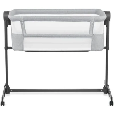 Image of KINDERKRAFT Neste UP 2 Co Sleeping Cot, Baby Cot with Birth Mattress, Height Adjustment, Easy to Fit Parent&#039;s Bed, Adjustable Feet, Light Grey