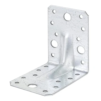 Image of Heavy Duty Angle Connector with Ribbing Bulk Pack Sendzimir Galvanised 90 x 65 mm / 12 STK.