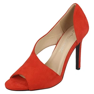 Image of Ladies Anne Michelle High Heel Mule Sandals Red Microfibre UK Size 6 EU 39 US 8