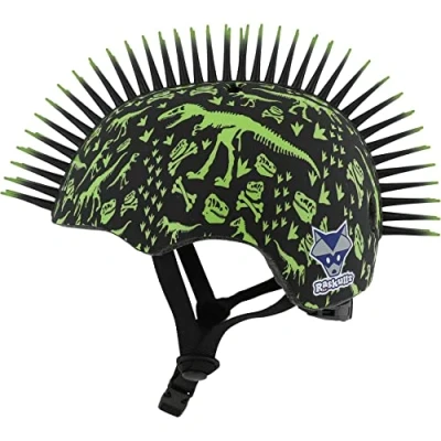 Image of Raskullz Unisex Youth Fit System Toddlers T Rex Bonez Mohawk Unisize 48 52cm Helmet, Mohawk, UK
