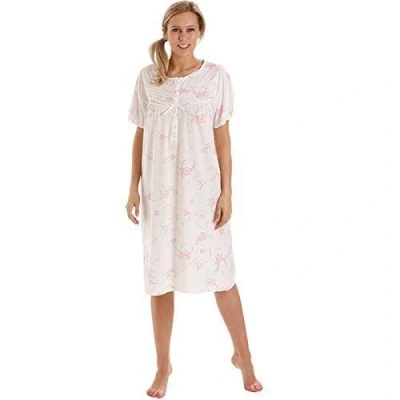Image of Lady Olga Womens Nightdress Ladies Floral Short Sleeve Nightie Nightshirt Pink (18 20)