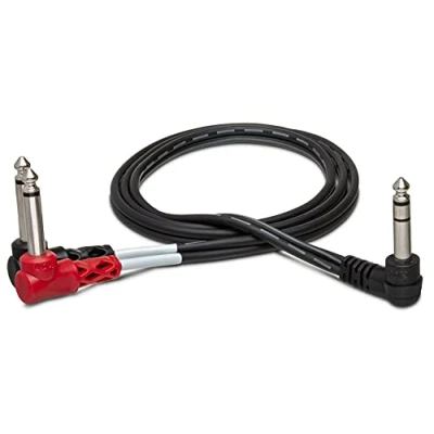 Image of HOSA STP 201RR Right Angle 1/4&quot; TRS to Dual TS Insert Cable, 1 Meter Black