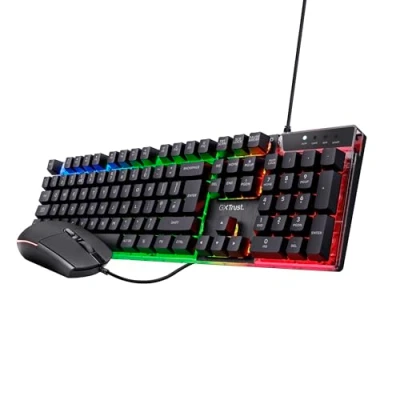 Image of Trust Gaming Keyboard and Mouse Set GXT 838 Azor with QWERTY UK Layout, LED illumination, 8 Key Anti Ghosting, 12 Multimedia Keys, 8003000 DPI Black