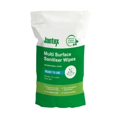 Image of Jantex Green Sanitiser Wipes Refill Pack 130mm (Pack of 100)