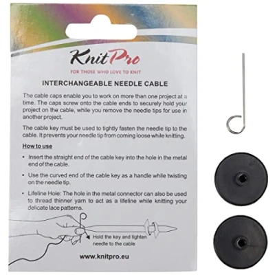 Image of KnitPro Knitting Cable with Connector, Black, Silver, 30 cm