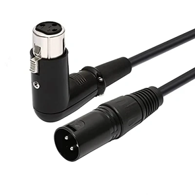 Image of Oluote 3 Pin XLR Male to Female 90 Degree Right Angle Microphone Audio Extension Cable (0.2M / 0.66FT)