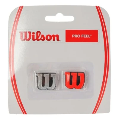 Image of Wilson Tennis Vibration Dampener with Logo for Rackets Pro Feel, Red/Silver, Pack of 2
