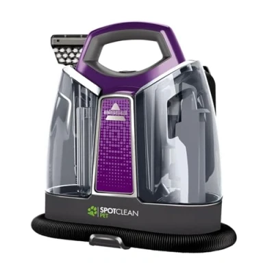 Image of BISSELL SpotClean Pet Portable Carpet Cleaner Remove Spots, Spills &amp; Stains with HeatWave Technology Clean Carpets, Stairs, Upholstery, Car Seats 36982 Titanium/Purple