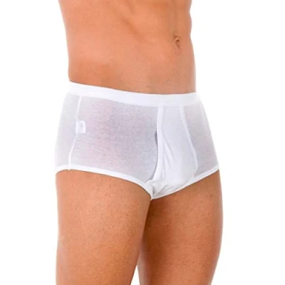 Image of abanderado Men&#039;s Clásico Braslip Abierto Canalé Full Slip, White (Blanco 001), Medium (Size: M/48)