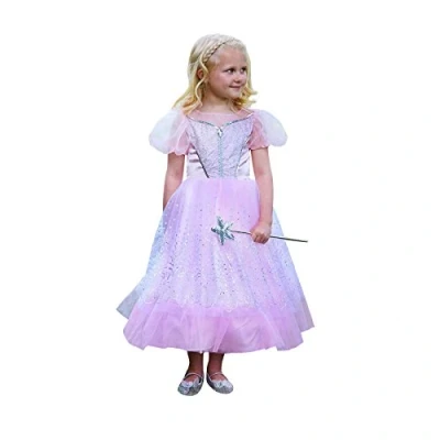Image of amscan PRGP9 Kids Glittery Princess Dress &amp; Wand Girls Fancy Costume Age: 9 11 Yrs