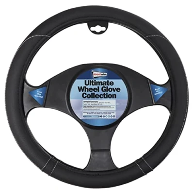 Image of Streetwize Ultimate Anti Slip Steering Wheel Cover, Breathable Protector 37 39cm Diameter Wheels (Black)