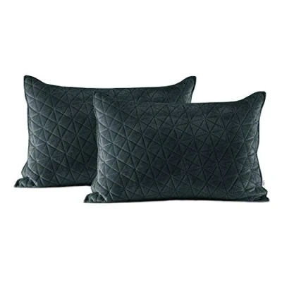 Image of AmeliaHome Velvet, Polyester, Laila Anthracite Silver, 2 Pillowcases 50 x 70 cm
