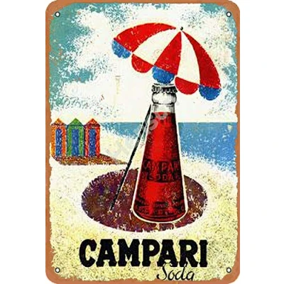 Image of Henson Campari Soda vintage Tin Sign Logo 12 * 8 inches Advertising Eye Catching Wall Decoration
