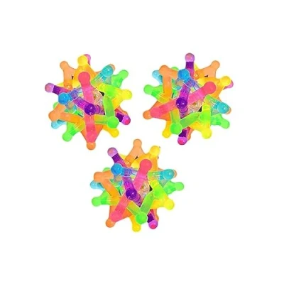 Image of Playlearn 8cm Knitted Light Up Balls for Kids Stress Relief Fidget Toy Pack of 3 LED Flashing Sensory Toys Autism Spiky Ball Perfect Party Bag Fillers