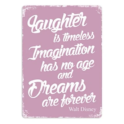 Image of Laughter is Timeless.Disney Quote Pink. Metal Wall Sign Plaque Art Inspirational