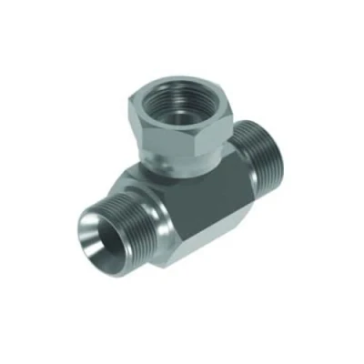 Image of Flowfit Hydraulic Adaptor, BSP Male x Swivel Female Branch Tee, 3/8&quot; Fitting, Steel Component