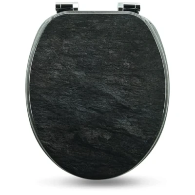 Image of Sanfino® Premium Toilet Seat with Soft Close Wooden Lid, Lots of Colourful and Decorative Designs, high Seating Comfort, Easy to Install Including Instructions &quot;Granit&quot;