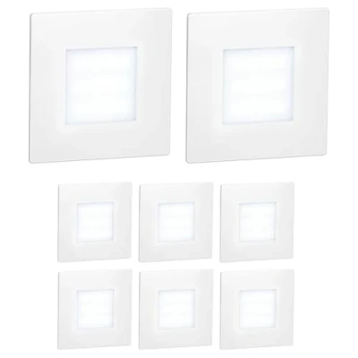Image of ledscom.de 8 LED Staircase Light/recessed Wall Light FEX for Indoors and Outdoors, Angular, 85 x 85mm, Cool White