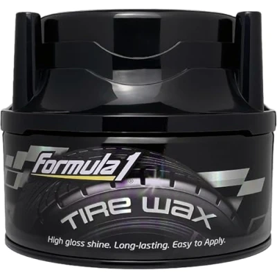 Image of Formula 1 Tire Wax Long Lasting Gel for Black Glossy Tires, Water Resistant, Restores Plastic Trim, Foam Applicator Included, 10oz