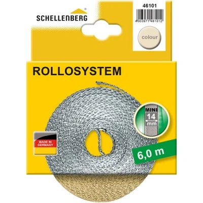 Image of Schellenberg 44501 Roller Shutter Strap for Window (Width: 14 mm, Mini System: 4.5 m), Beige, 46101