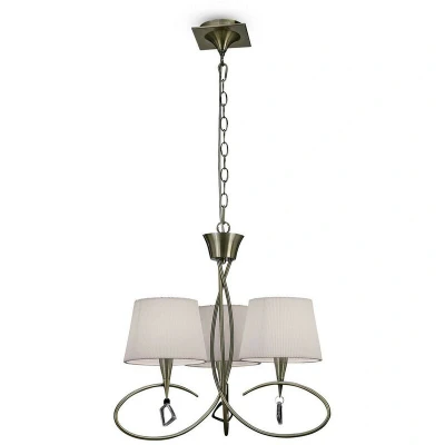 Image of Mara Pendant 3 Light E14, Antique Brass With Ivory White Shades