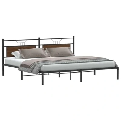 Image of vidaXL Bed Frame without Mattress Brown Oak 193x203 cm Engineered Wood