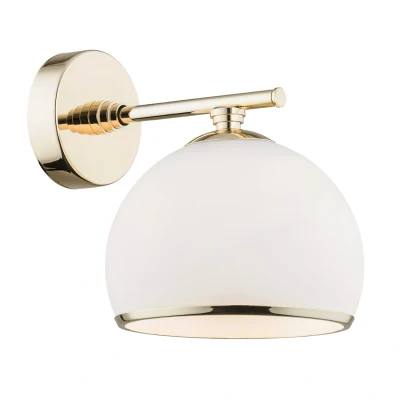 Image of Marbella Dome Wall Lamp Opal Matt, Brass Steel