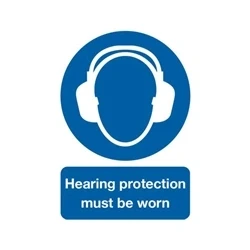 Image of Safety Sign Hearing Protection Must be Worn A4 PVC