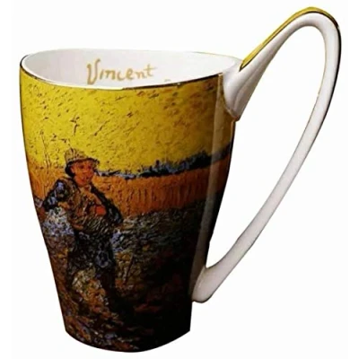 Image of YBK Tech Bone China Coffee Mug, 16oz Large Tea Cup Design Inspired by Van Gogh&#039;s Paintings (The Sower)