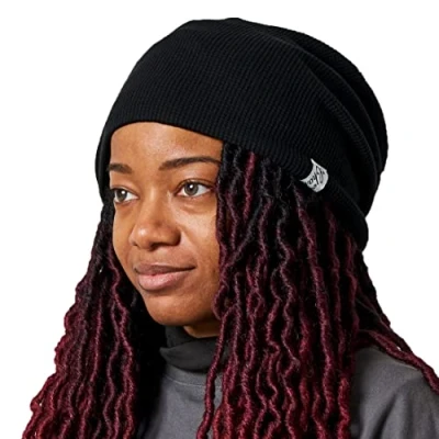 Image of CHARM Slouch Beanie Hat for Mens and Women Baggy Slouchy Cotton Chemo Japanese Korean Fashion Style Black (Style A)