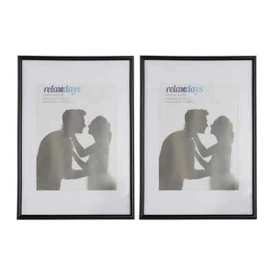 Image of Relaxdays Photo Frame Set of 2, A4 Size, Passepartout 15 x 20 cm, Standing or Hanging, Black