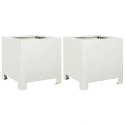 Image of vidaXL Garden Planters White 2 pcs 30x30x30 cm Steel