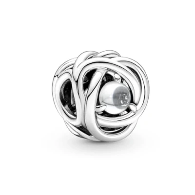 Image of Pandora April Birthstone Eternity Circle Charm Bracelet for Moments Bracelets Gift Her Sterling Silver with Clear Crystal