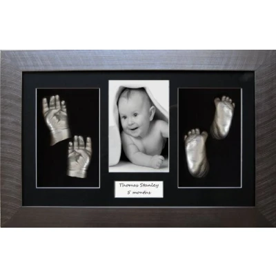 Image of Twins Baby Hand Footprint Casting Kit Set/Pewter Frame/Silver Casts by BabyRice