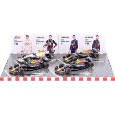 Image of RED BULL RACING Set of 4 Formula 1 F1 2021 2023 Car Models VERSTAPPEN Scale 1:43 12 cm BBurago 38092V