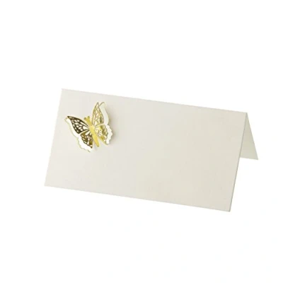 Image of Neviti 3D Butterfly Place Cards, Paper, Gold, 9.7 x 4.6 0.2 cm