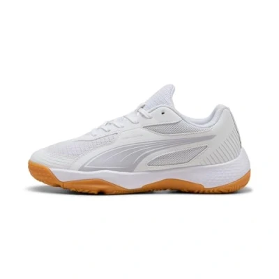Image of Puma Solarflash III Unisex Handball shoes for kids, Size: 4, White/lilac crush/berry